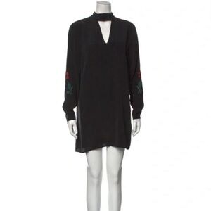 Baldwin KC Mini Silk Dress With Embroidered Sleeves Size Small